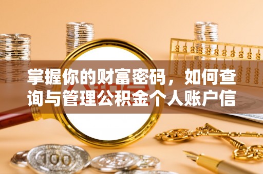 辽中掌握你的财富密码，如何查询与管理公积金个人账户信息